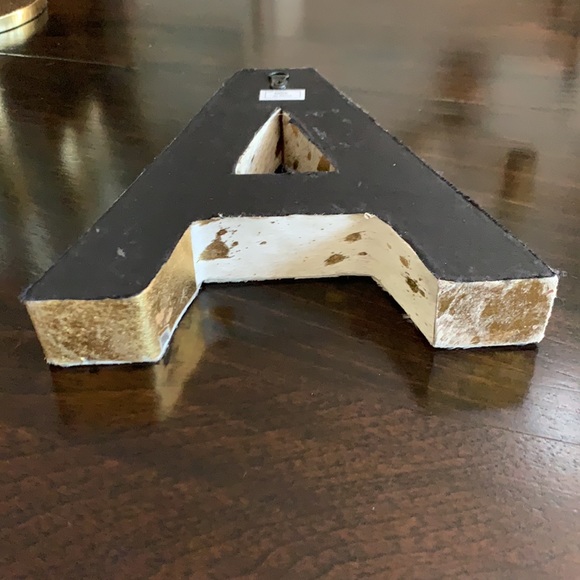 Letter A Gold and Cream Haircalf Wall Art or Desk/Table/ Shelf Decor - Picture 8 of 9
